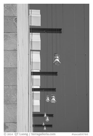 Building detail, Los Angeles County Museum of Art. Los Angeles, California, USA (black and white)