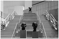 Sculptures outside Los Angeles County Museum of Art. Los Angeles, California, USA ( black and white)