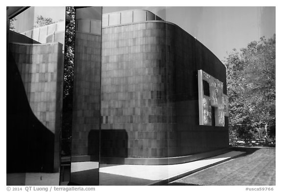 Window reflection, Simon Norton Museum. Pasadena, Los Angeles, California, USA (black and white)