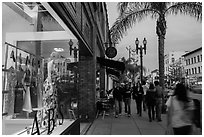 Downtown street at dusk. Pasadena, Los Angeles, California, USA ( black and white)