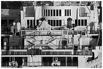 Detail of Queen Mary stern. Long Beach, Los Angeles, California, USA ( black and white)
