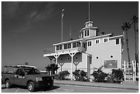 Historic Lifeguard station. Long Beach, Los Angeles, California, USA ( black and white)