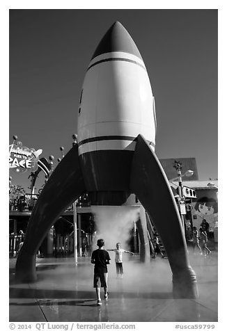 Playground, Universal Studios. Universal City, Los Angeles, California, USA (black and white)