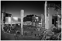 Universal Citywalk entertainment and retail districts at night. Universal City, Los Angeles, California, USA ( black and white)