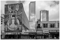 Broadway and high rises. Los Angeles, California, USA ( black and white)