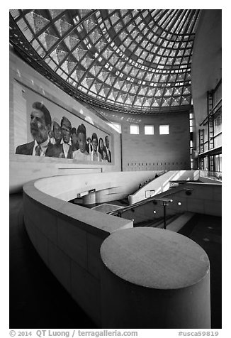 East lobby of Union Station. Los Angeles, California, USA (black and white)