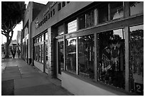 Downtown street at sunset. Santa Monica, Los Angeles, California, USA ( black and white)