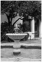 Fountain, Historic Paseo. Santa Barbara, California, USA ( black and white)