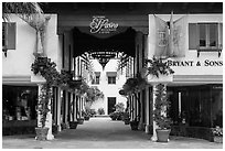 Entrance of Historic Paseo shopping area. Santa Barbara, California, USA ( black and white)