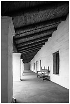 Gallery, El Presidio de Santa Barbara. Santa Barbara, California, USA ( black and white)