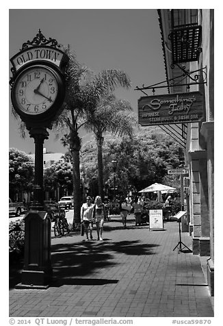 Old Town clock, State Street. Santa Barbara, California, USA (black and white)