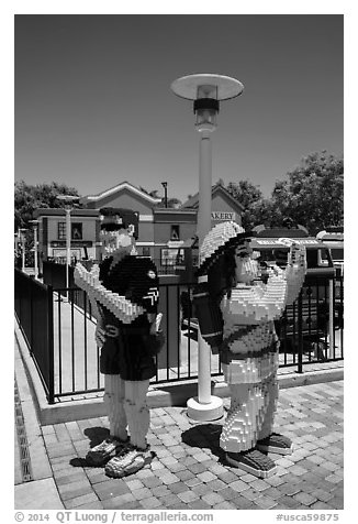 Life-size figures, Legoland, Carlsbad. California, USA (black and white)