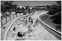 Floating in waterpark, Legoland, Carlsbad. California, USA ( black and white)
