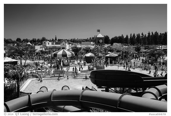 Legoland Waterpark from the top, Carlsbad. California, USA (black and white)
