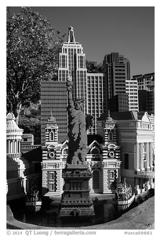 Las Vegas New York New York scale model, Legoland, Carlsbad. California, USA (black and white)