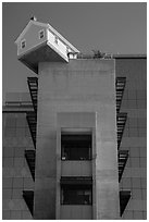 House sitting atop Warren College engineering building, UCSD. La Jolla, San Diego, California, USA ( black and white)