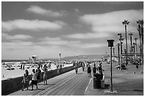 Walkway, park and Mission Beach. San Diego, California, USA ( black and white)