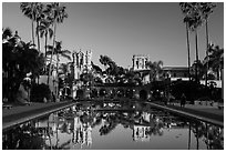 House of Hospitality and Casa de Balboa at sunset. San Diego, California, USA ( black and white)