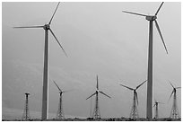 Wind turbines, San Gorgonio Pass. California, USA ( black and white)