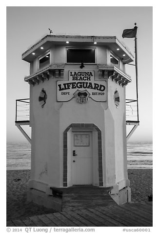 Lifeguard tower. Laguna Beach, Orange County, California, USA (black and white)