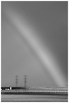 Rainbow above agricultural lands. California, USA ( black and white)