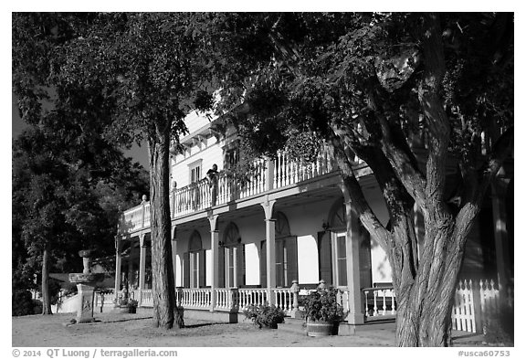 Zanetta House, San Juan Bautista State Historical Park. San Juan Bautista, California, USA (black and white)