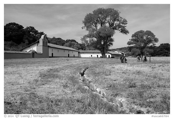 La Purísima Mission State Historic Park. Lompoc, California, USA (black and white)