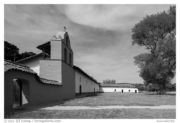 Mission la Purísima Concepción de María Santísima. Lompoc, California, USA (black and white)