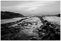 Rocky rib at sunset, Montana de Oro State Park. Morro Bay, USA ( black and white)