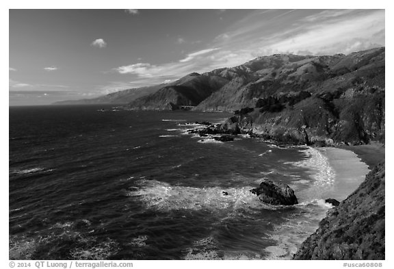 Coastline at sunset. Big Sur, California, USA (black and white)