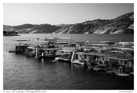 Marina, Lake Mcswain. California, USA (black and white)