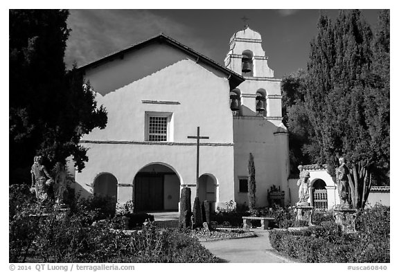 Mission San Juan Bautista. San Juan Bautista, California, USA (black and white)