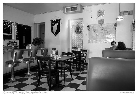 Dinner. San Juan Bautista, California, USA (black and white)