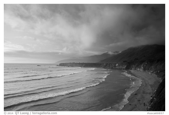 Sand Dollar Beach at sunset. Big Sur, California, USA (black and white)