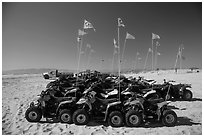 Dune buggies for rent, Pismo Beach, Oceano. California, USA ( black and white)