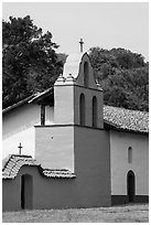 Bell tower, La Purisma Mission. Lompoc, California, USA ( black and white)