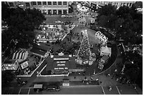Aerial view of Christmas in the Park. San Jose, California, USA ( black and white)