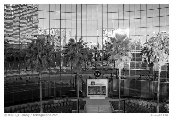 Aerial view of 55 Almaden building facace. San Jose, California, USA (black and white)