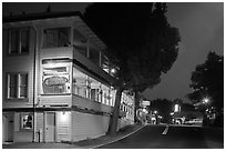 Groveland hotel and main street at night. California, USA ( black and white)