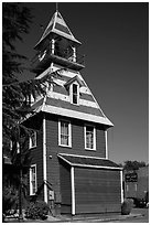 Queen Anne style Old Town Firehouse, Auburn. Califoxrnia, USA ( black and white)