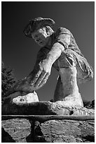 Statue of Claude Chana commemorating California gold rush, Auburn. Califoxrnia, USA ( black and white)