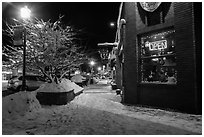 Main street in winter at night, Truckee. California, USA ( black and white)
