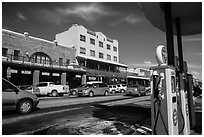 Gas station and street, Truckee. California, USA ( black and white)