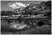 Alpine tarn, Twenty Lakes Basin, Inyo National Forest. California, USA ( black and white)