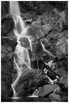 Grizzly Falls in autumn, Sequoia National Forest, Giant Sequoia National Monument near Kings Canyon National Park. California, USA ( black and white)