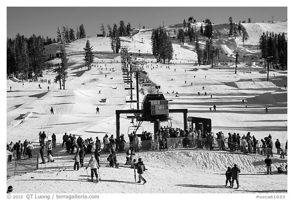 Boreal Mountain ski resort. California, USA (black and white)