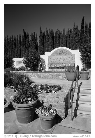 Cesar Chavez memorial, Cesar Chavez National Monument, Keene. California, USA (black and white)