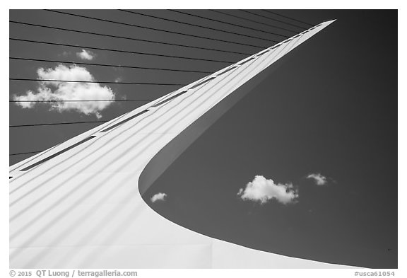 Spar and cables, Sundial Bridge, Redding. California, USA (black and white)