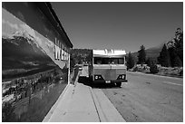 Mural and Mount Shasta, Weed. California, USA ( black and white)