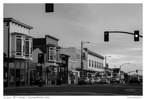 Main Street. Fort Bragg, California, USA (black and white)
